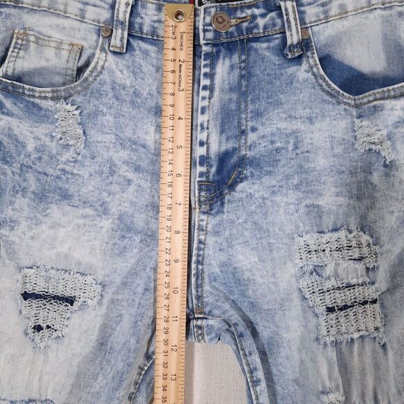 Akademiks Distressed Jeans Size 18 Straight Leg High Rise Acid Wash Stretch - Picture 10 of 15